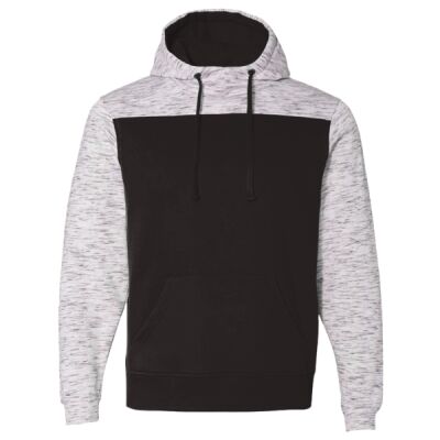 Men's Mélange Fleece Colorblocked Hooded Sweatshirt Thumbnail